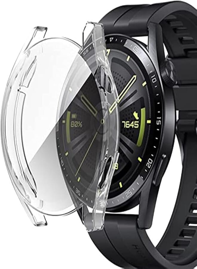 Beauenty Case With TPU Film for HUAWEI Watch GT 3, All-Inclusive Anti-Drop Electroplating Cover With Screen Protector for Huawei Watch GT 3 (46mm, transparent)